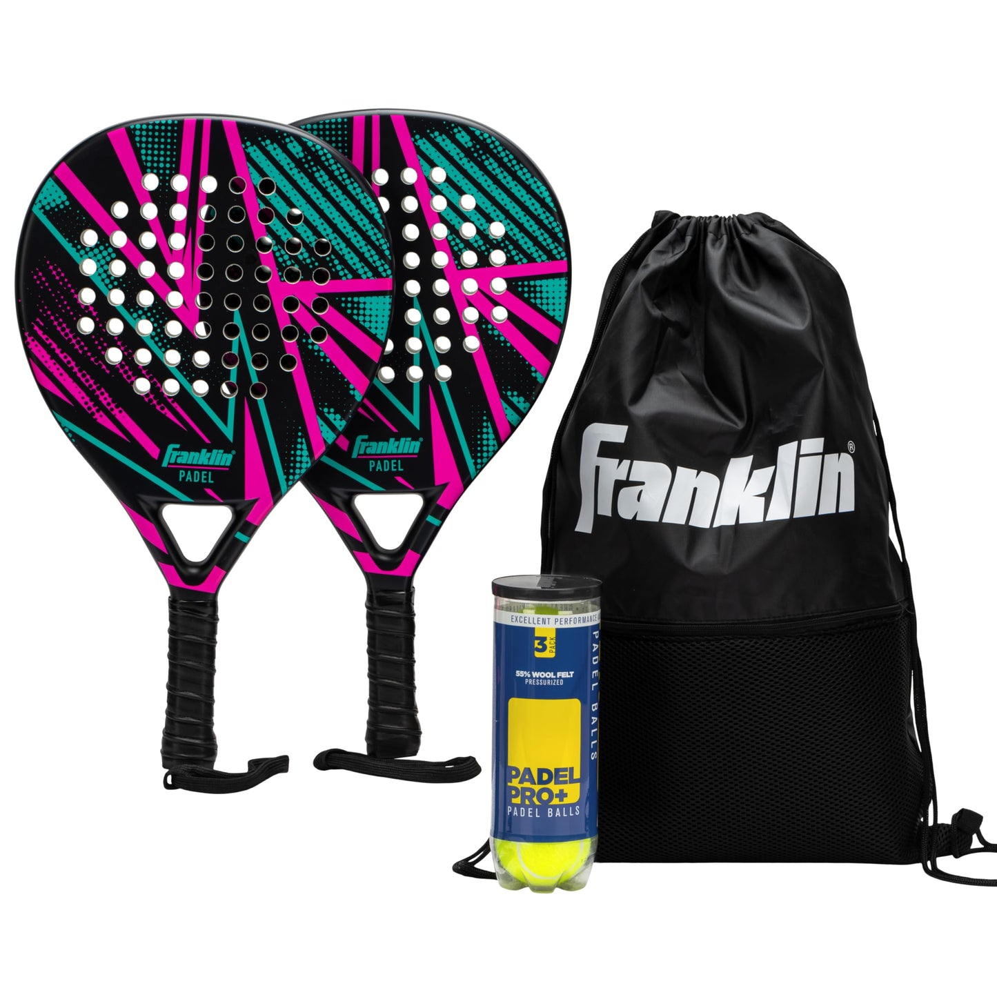 Franklin Sports - Axel Padel Set - 2 Rackets + Balls + Case